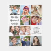 祖父母10写真コラージュ フリースブランケット (正面)