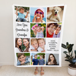祖父母10写真コラージュ フリースブランケット