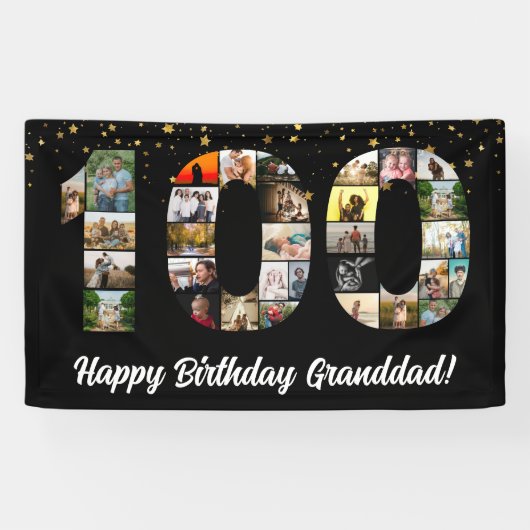 祖父母100歳の誕生日フォトコラージュ100周年 横断幕 (横)