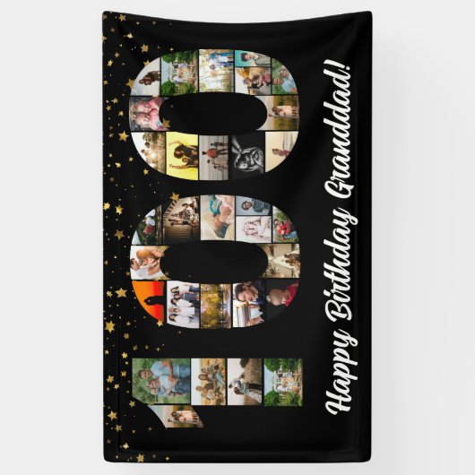 祖父母100歳の誕生日フォトコラージュ100周年 横断幕 (縦)