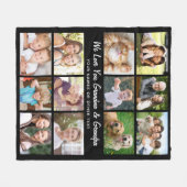 祖父母12フォトコラージュ黒 フリースブランケット (正面(横))