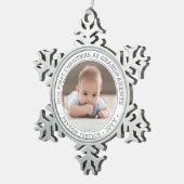 祖父母1stクリスマスベビー写真モダン スノーフレークピューターオーナメント (右)