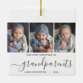祖父母1stクリスマス3フォトグレースクリプト セラミックオーナメント (裏面)