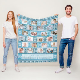 祖父母24写真北欧スノーフレークセーター フリースブランケット