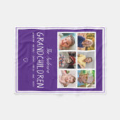 祖父母6の写真のコラージュのパーソナライズな紫色 フリースブランケット (正面(横))