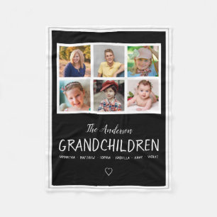 祖父母6の写真のコラージュのパーソナライズな黒 フリースブランケット