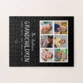 祖父母6フォトコラージュ黒パーソナライズされた色 ジグソーパズル (横)
