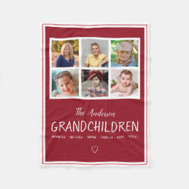 祖父母6写真のコラージュのパーソナライズなえんじ色 フリースブランケット