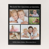 祖父母6写真黒 ジグソーパズル (縦)