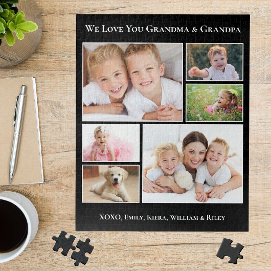 祖父母6写真黒 ジグソーパズル