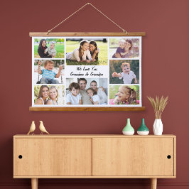 祖父母8写真コラージュ 吊り下げ型タペストリー