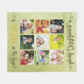 祖父母9スクウェア写真コラージンググリーン フリースブランケット (正面(横))
