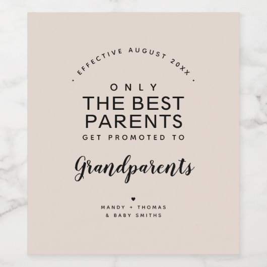 祖父母 |妊娠のお知らせパーソナライズされた ワインラベル (シングルラベル)