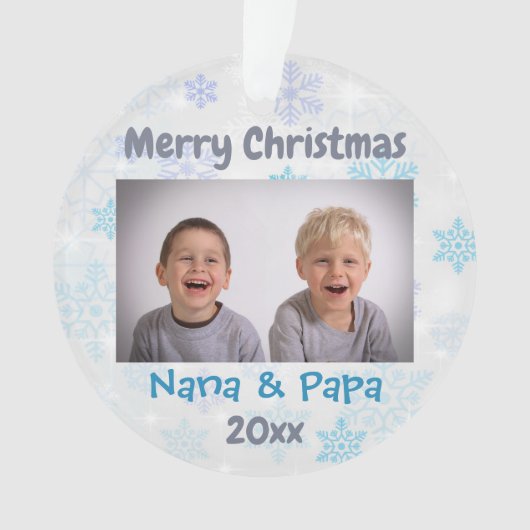 祖父母Grandkids Christmas 2024写真 オーナメント (正面)