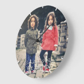 祖父母We Love You Photo Acryl Wall Clock ラージ壁時計 (傾斜)