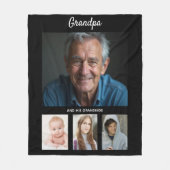 祖父白黒写真コラージュ フリースブランケット (正面)