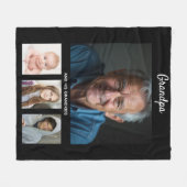 祖父白黒写真コラージュ フリースブランケット (正面(横))