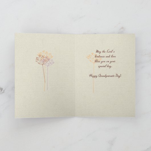 祖父祖父母の日茶色の野花 カード (内部)