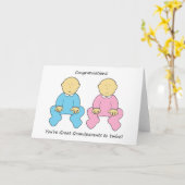 祖父素晴らし母と双子のお祝い カード (黄色い花)