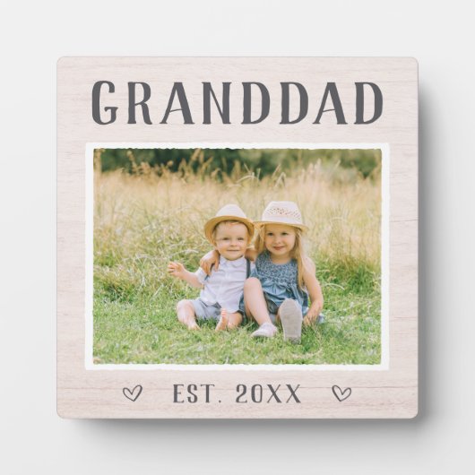 祖父素朴パーソナライズされた祖父の写真 フォトプラーク (正面)