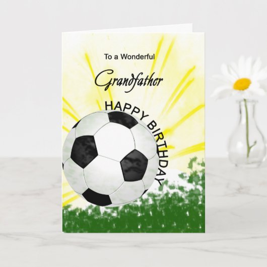 祖父誕生日サッカーカード カード (小さな植物)