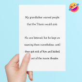 祖父警告のタイタニックおもしろいシンク シーズンカード