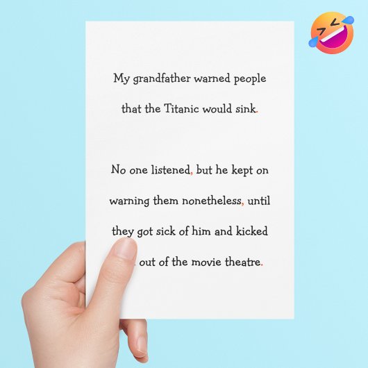 祖父警告のタイタニックおもしろいシンク シーズンカード