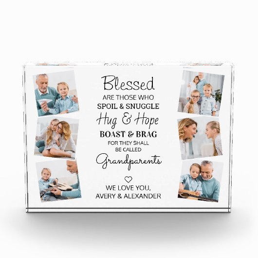 祖父賛美母引用文6写真コラージュ フォトブロック (正面)