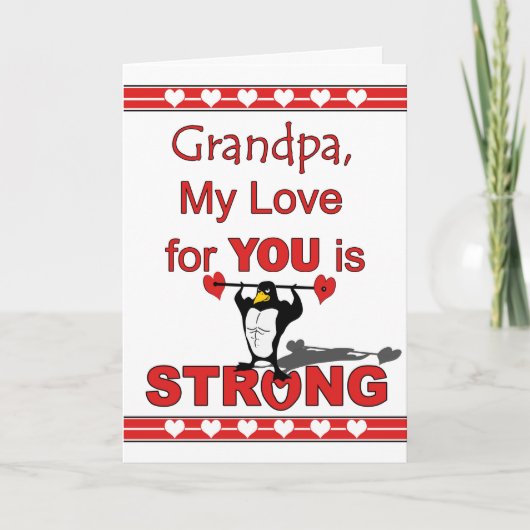 祖父、ペンギン及び重量のためのバレンタインデー シーズンカード (正面)