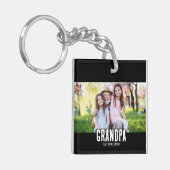 祖父　ホワイト　筆記　写真 キーホルダー (正面左)