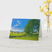 祖父、牧歌的な風景の誕生日カード カード (黄色い花)