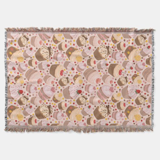 祝いのカップケーキからのパターン スローブランケット (正面)