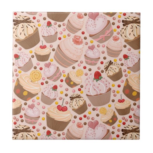 祝いのカップケーキからのパターン タイル (正面)
