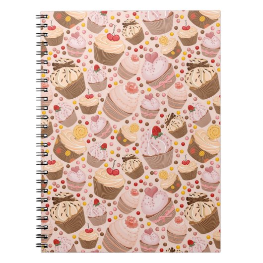 祝いのカップケーキからのパターン ノートブック (正面)