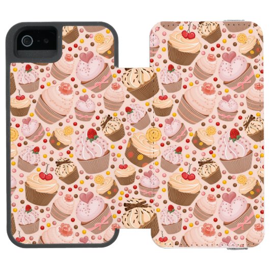 祝いのカップケーキからのパターン INCIPIO iPhoneウォレットケース (フォリオ Open)