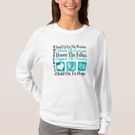 祝います名誉のコラージュの子宮頸癌・を立てて下さい Tシャツ (正面)