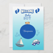 祝い男の赤ちゃん歓迎タイポグラフィカード (正面)