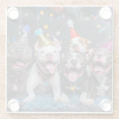 祝お正月とピットブル犬 ガラスコースター (裏面)