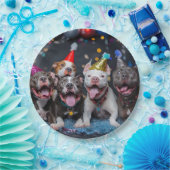 祝お正月とピットブル犬 ペーパープレート (パーティー)