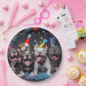 祝お正月とピットブル犬 ペーパープレート (パーティー)