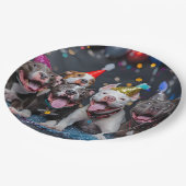 祝お正月とピットブル犬 ペーパープレート (アングル)