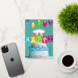 祝お誕生日ケーキ 箔グリーティングカード