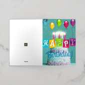 祝お誕生日ケーキ 箔グリーティングカード (外側レイダウン)