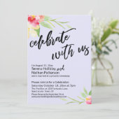 祝とラベンダーの花の水色 招待状 (スタンド正面)