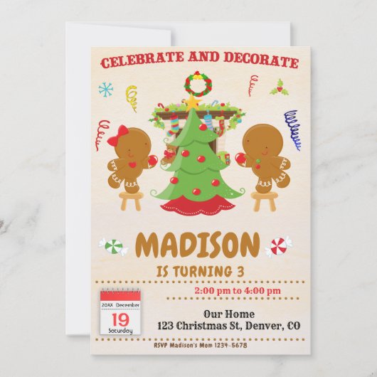 祝と飾の生誕日の招待状 招待状 (正面)