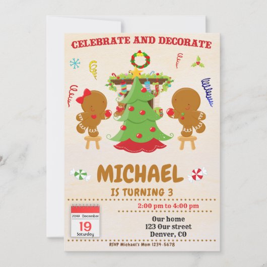 祝と飾の生誕日の招待状 招待状 (正面)