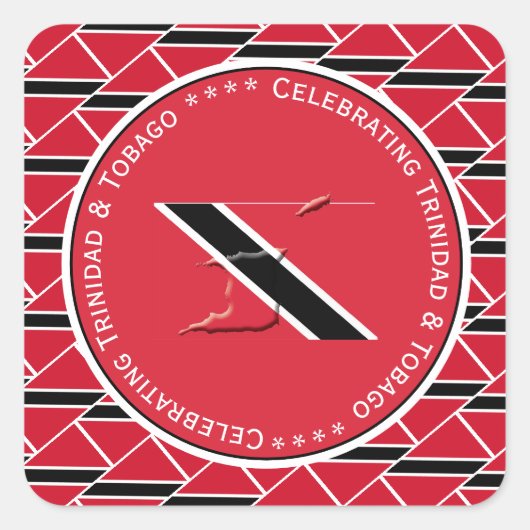 祝のトリニダード・トバゴ国旗の写カスタム真 スクエアシール (正面)