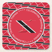 祝のトリニダード・トバゴ国旗の写カスタム真 スクエアペーパーコースター (正面)