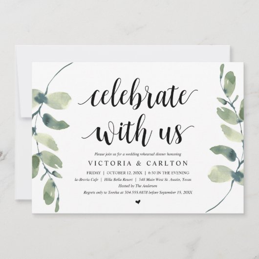 祝のリハ結婚ーサルディナー 招待状 (正面)