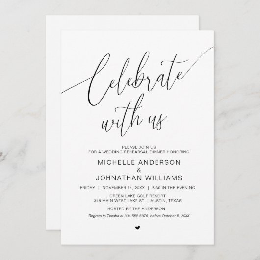 祝のリハ結婚ーサルディナー 招待状 (正面/裏面)